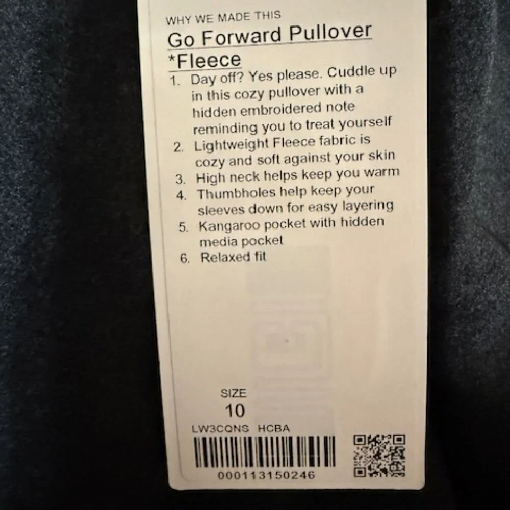Lululemon Go Forward Pullover Fleece Gray Black High-Neck Size 10